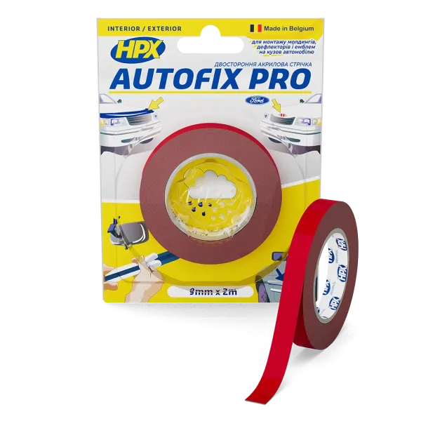 AUTOFIX PRO - 9мм x 2м - автомобільна двостороння клейка стрічка