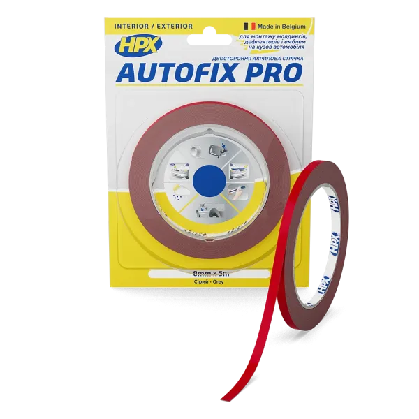 AUTOFIX PRO - 6мм x 5м - автомобільна двостороння клейка стрічка
