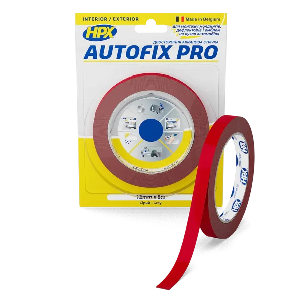 AUTOFIX PRO - 12мм x 5м - автомобільна двостороння клейка стрічка