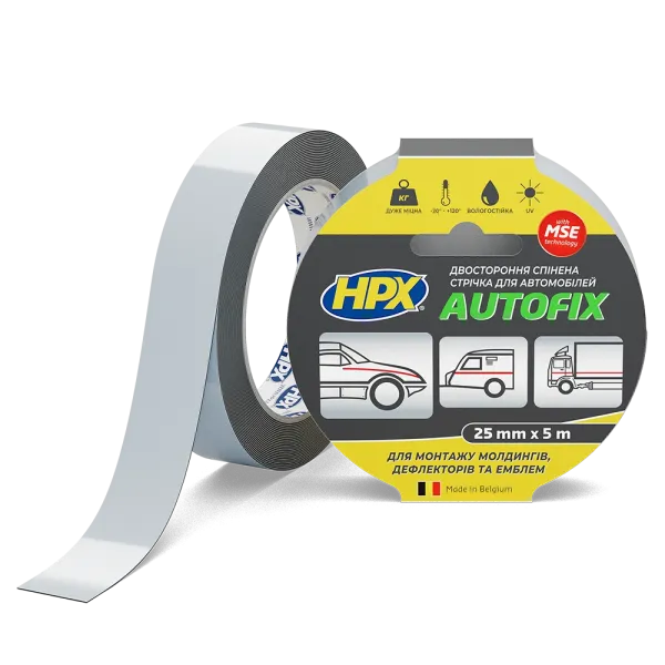 AVTOFIX MSE - 25мм x 5м - автомобільна двостороння клейка стрічка