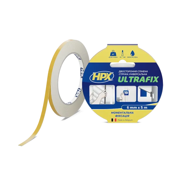 ULTRAFIX - 6мм x 5м - моментальна фіксація, двостороння клейка стрічка
