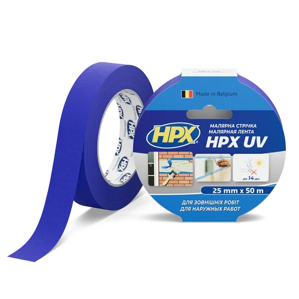 HPX UV - 25мм х 50м - УФ-стійка малярська стрічка  для зовнішніх робіт
