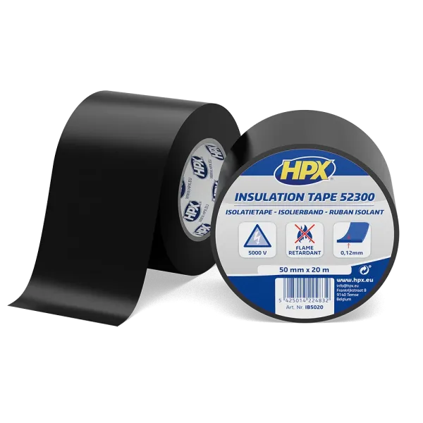 HPX 52300 - 50мм x 20м х 0,12 мм, чорна бандажна ізострічка