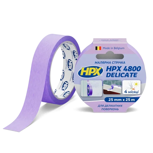 HPX 4800 - 25мм х 25м - малярська стрічка  для делікатних поверхонь та чітких контурів
