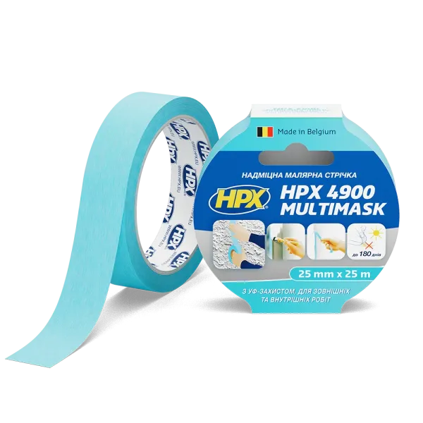 HPX 4900 MULTIMASK - 25мм х 25м - надміцна малярська стрічка з УФ захистом