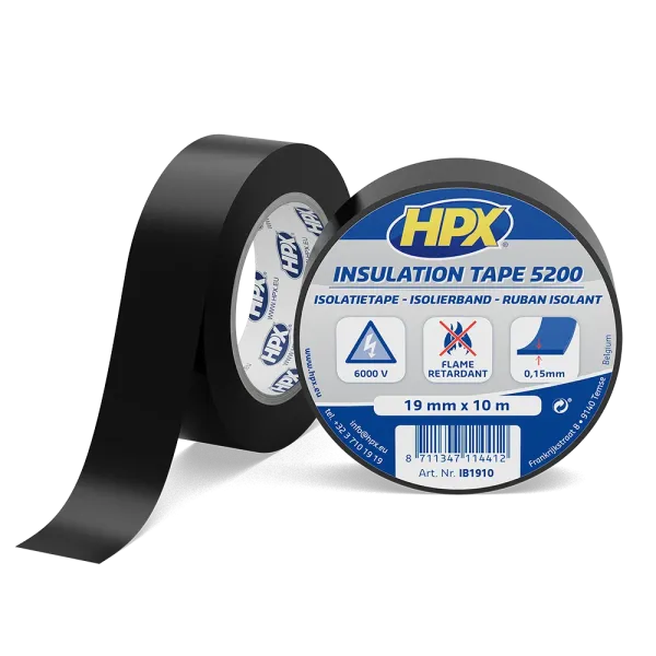HPX 5200 - 19мм x 10м, чорна - професійна ізоляційна стрічка