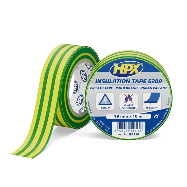 HPX 5200 - 19мм x 10м, жовто-зелена - професійна ізоляційна стрічка
