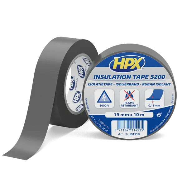 HPX 5200 - 19мм x 10м, сіра - професійна ізоляційна стрічка