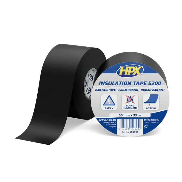 HPX 5200 - 50мм x 33м х 0,15 мм, чорна - професійна ізоляційна стрічка