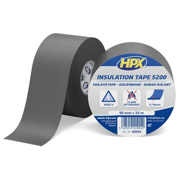 HPX 5200 - 50мм x 33м х 0,15 мм, сіра - професійна ізоляційна стрічка