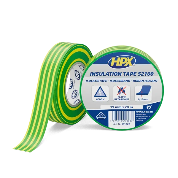 HPX 52100 - 19мм x 20м, жовто-зелена, VDE-стандарт - автомобільна ізоляційна стрічка