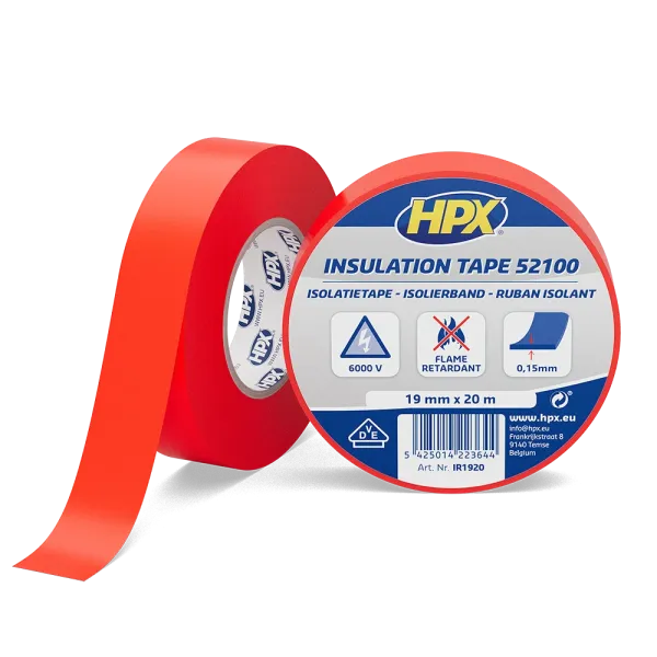 HPX 52100 - 19мм x 20м, червона, VDE-стандарт - автомобільна ізоляційна стрічка