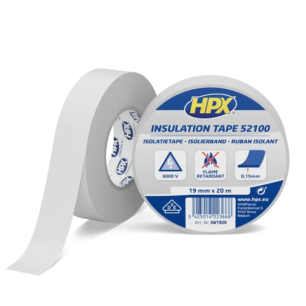 HPX 52100 - 19мм x 20м, біла, VDE-стандарт - автомобільна ізоляційна стрічка