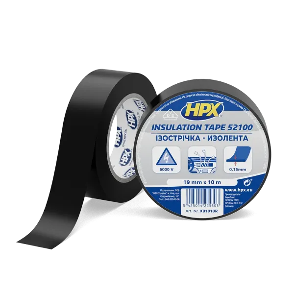 HPX 52100 - 19мм x 10м, чорна, VDE-стандарт - автомобільна ізоляційна стрічка