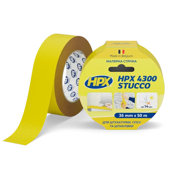 HPX 4300 STUCCO 4300 - 36мм х 50м - малярна стрічка для гіпсу, шпаклівки та штукатурки