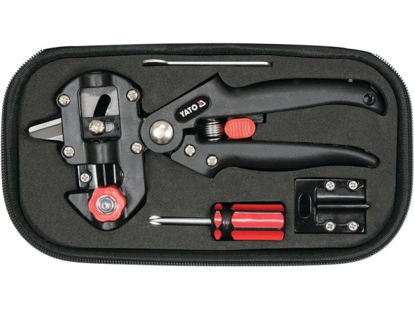 Сікатор для щеплення гілок YATO з 2 функціями і 3 вида лез з обладунками в футлярі [20]