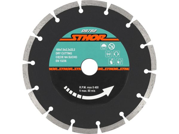 Диск відрізний алмазний сегментний STHOR : Ø= 180 мм, t-2.3 х h- 7 мм по кам, бетоні, кераміці [15]