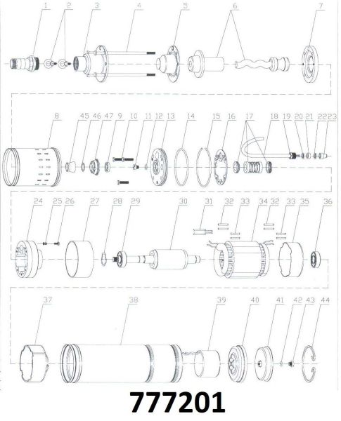 Насос шнековий свердловинний 0.37кВт H 130(65)м Q 20(13.3)л/хв Ø75мм (нерж) DONGYIN 3QGD0.8-50-0.37 (777201)