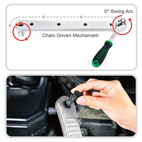 Подовжувач-редуктор для роботи в обмеженому просторі 3/8"x1/4", 3/8x3/8 з адаптерами TOPTUL CAPA0812