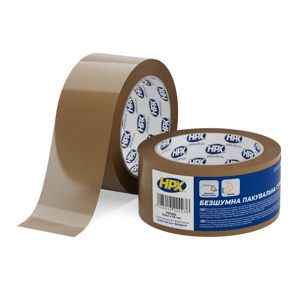 "Безшумна" - 50мм х 66м, коричнева, пакувальна клейка стрічка HPX