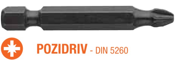 Насадка викруткова USH Industry : Pozidriv PZ2 x 50 мм. Torsion подовжена, Уп. 10 шт.