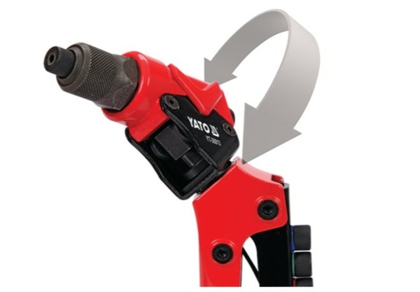 Заклепочник YATO з обертовою головкою l=275мм, для нітів Ø=2,4; 3,2; 4,0; 4,8мм, нітогайок М3-М6 [8]