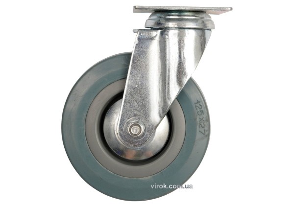 Колесо до візка Ø=50 мм, b=16 мм VOREL; сіра гума, з обертовою опорою; h=72мм, навантаж.- 20 кг[100]