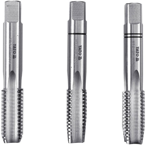 Мітчик YATO М14 х 2 мм, HSS М2, l= 80 мм, 3 шт [20/80]