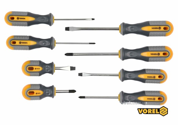 Набір викруток VOREL : SL, PH, Cr-V, 8 шт [6/24]