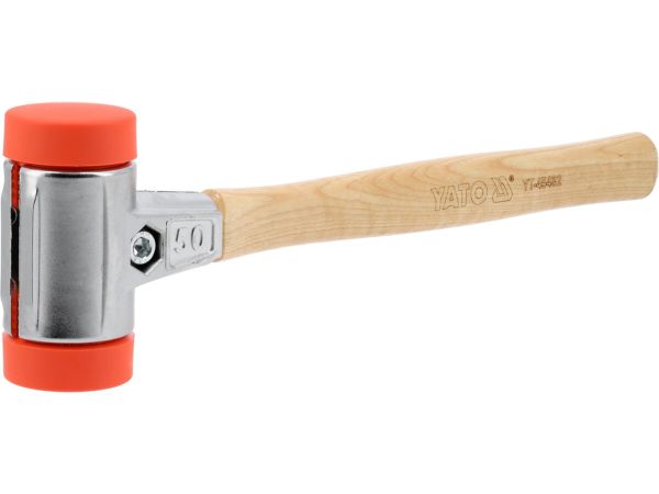 Молоток по бруківці YATO обух з високопружного ПЕ m= 830 г Ø= 50 мм, дерев'яна ручка, заг l= 385 мм