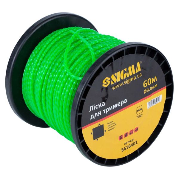 Ліска для тримера кручений квадрат Ø3.0мм 60м котушка SIGMA (5616401)