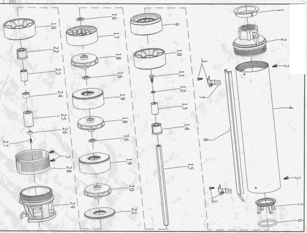 Насос відцентровий свердловинний 1.1кВт H 57(35)м Q 180(133)л/хв Ø102мм AQUATICA (DONGYIN) 4SDm8/9 (777152)