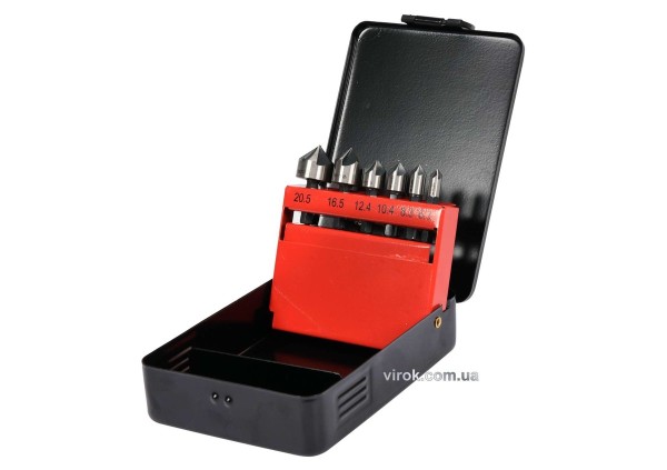 Набір зенкерів конічних по металу YATO: HSS, Ø=6.3-20.5 мм, l=40/45 мм, 5 пругів, HEX-1/4