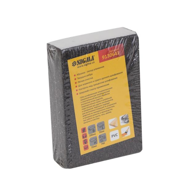 Губка шліфувальна чотиристороння 100×70×25мм P60 SIGMA (9130641)