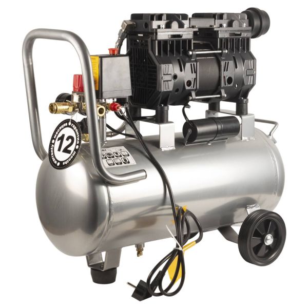 Компресор двоциліндровий безмасляний 1.1кВт 1400об/хв 160л/хв 8бар 58дБ 24л SIGMA (7042521)