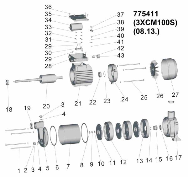 Насос відцентровий багатоступінчастий 0.6кВт Hmax 35м Qmax 80л/хв LEO (775411)