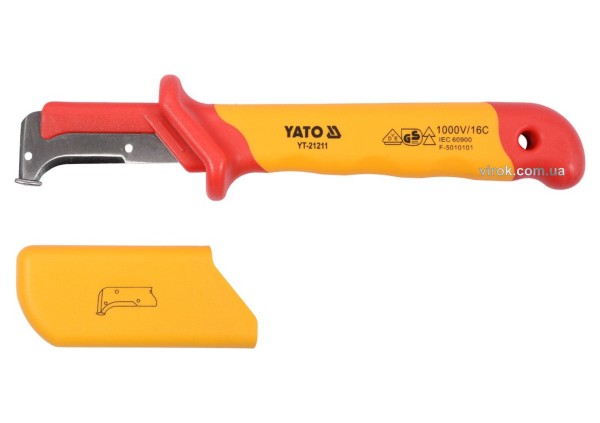 Ніж для знімання ізоляції YATO; l=155 мм, лезо l=38 мм з діелектр. ізольованою ручкою 1000 В [6/72]