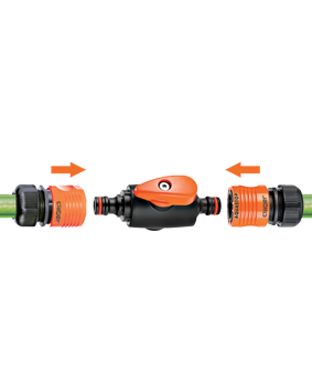 Адаптер двосторонній з краном для конектора поливального шлангу бл.
