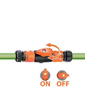 Адаптер двосторонній з краном для конектора поливального шлангу бл.