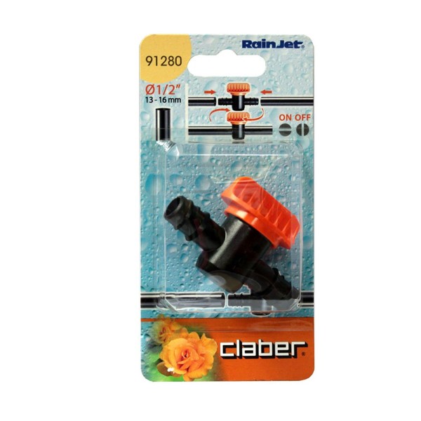 Кран 16мм прохідний для крапельної трубки 1/2