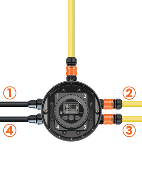 Таймер подачі води вбудований в коробку підземного поливу 4-х канальний