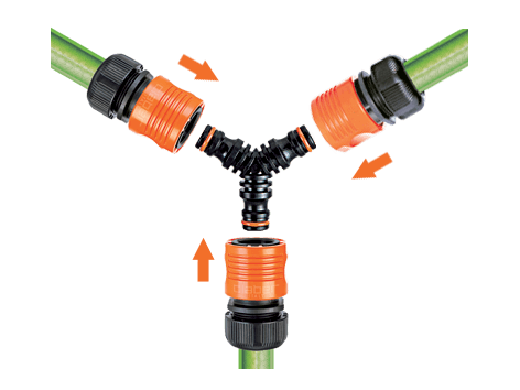 Адаптер трьохсторонній для конектора поливального шланга бл.