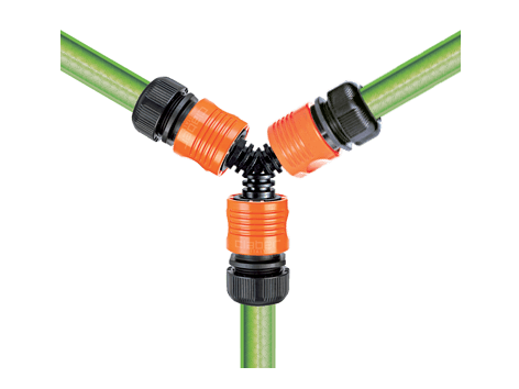 Адаптер трьохсторонній для конектора поливального шланга бл.