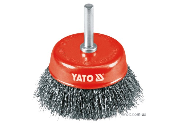Щітка - крацовка YATO Чашка Ø=75 мм . сталь. шпиндель 6 мм. 4500 об/хв[12/96]
