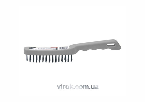 Щітка дротяна сталева YATO : 3- рядна, пластикова ручка [12/120]