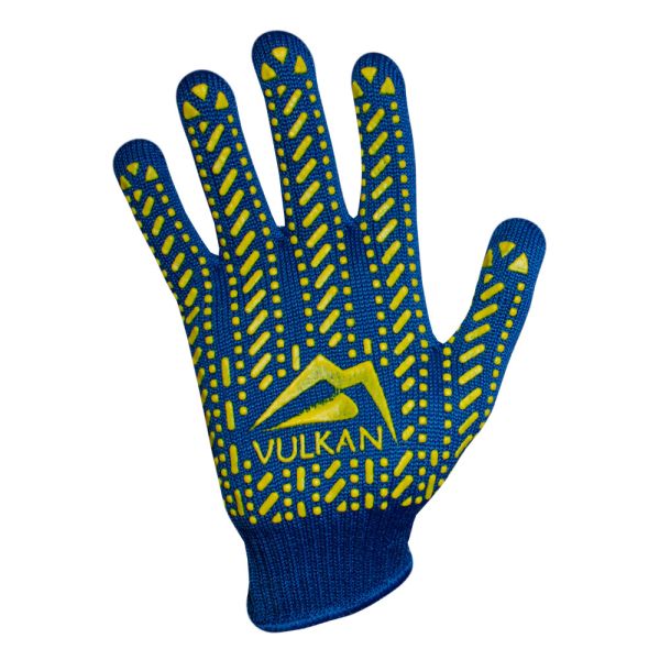 Рукавички трикотажні сині з ПВХ крапкою ТМ Vulkan Lux (полегшені), р.10