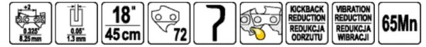 Ланцюг для пили YATO l= 18