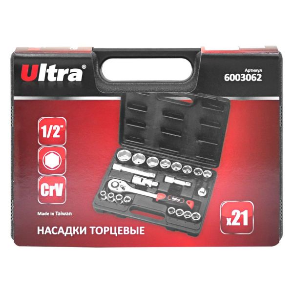 Набір насадок торцевих 1/2" 21шт CrV Taiwan ULTRA (6003062)