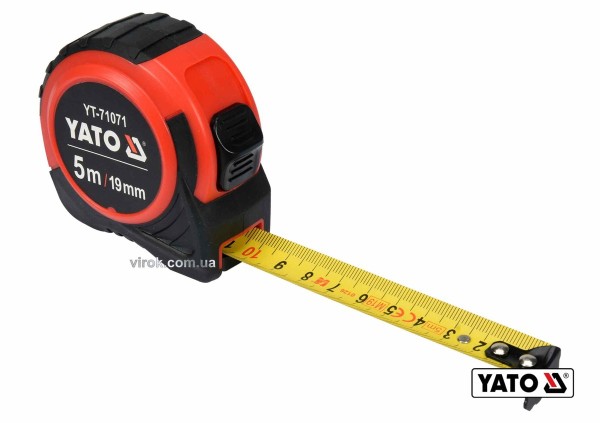 Рулетка YATO : L= 5 м x 19 мм, з сталевою стрічкою, нейлоновим покриттям [12/96]