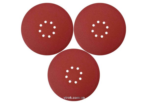Круг шліфувальний з наждачн. паперу з липучкою YATO: Ø=225мм, Р240, до YT-82340 і YT-82350, 3шт [60]